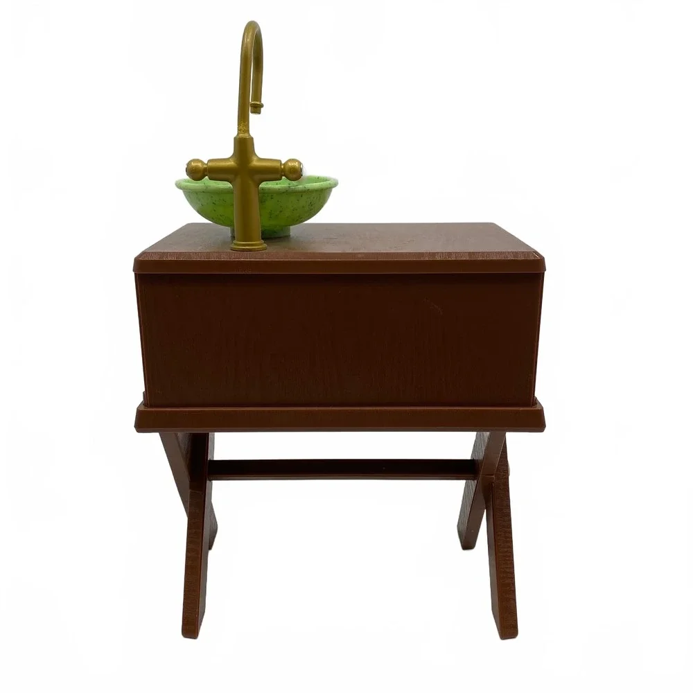 American Girl Brown Green Kira Vanity Table and Bathroom Sink | OS